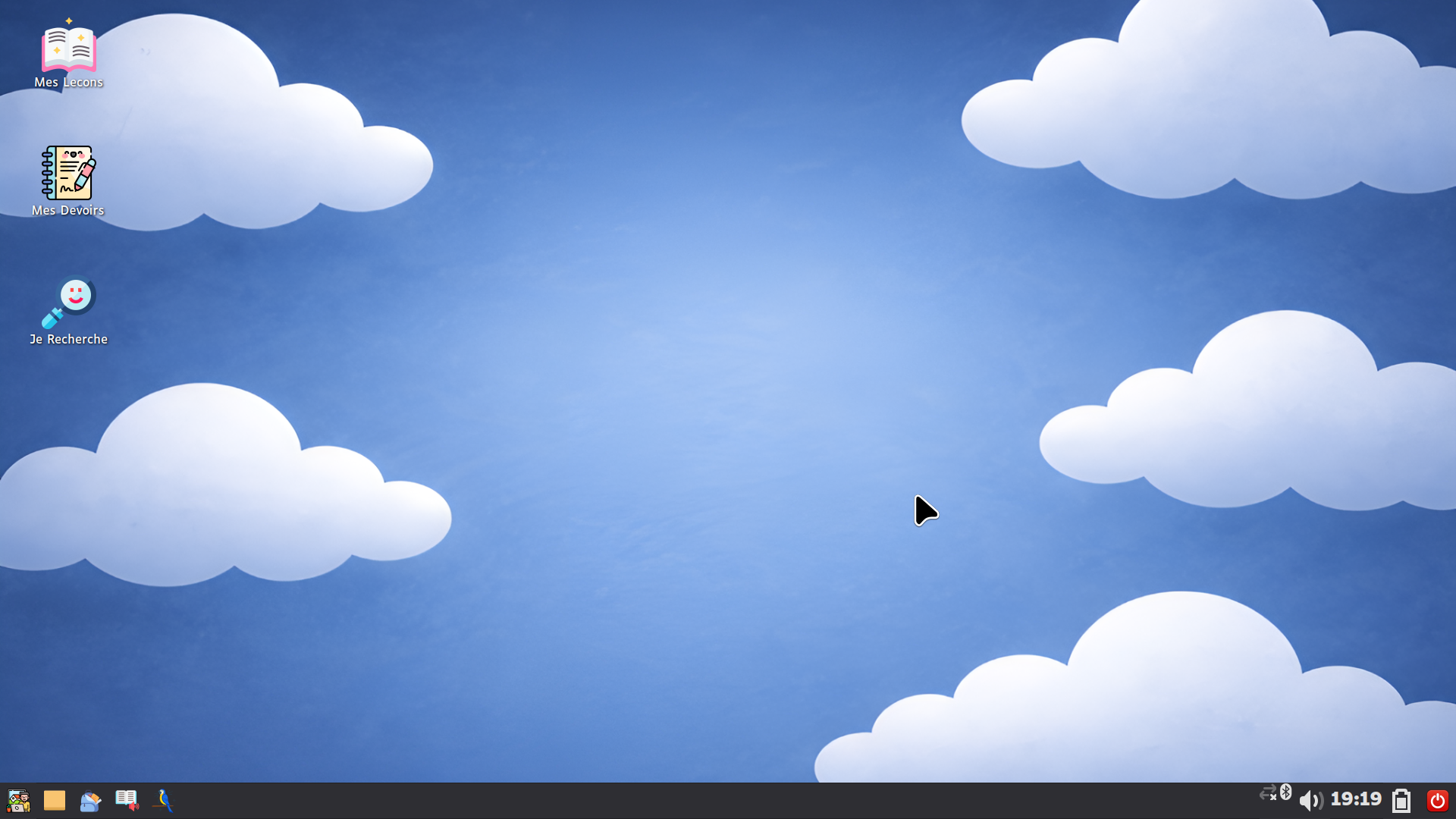 Bureau Apprendys avec l'icône réseau visible en bas à droite de l'écran